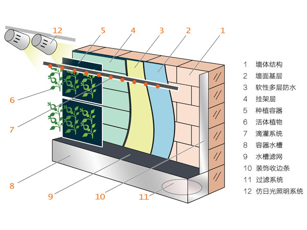 植物墙系统结构图|VERTUNE|深圳微甜绿墙